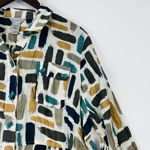 Nwt Multiples Print Button Shirt Size XL Paint Swatch Artsy Top Colorful - Picture 5 of 15